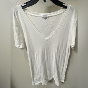 Splendid V-Neck Short Sleeve White Tee, Sz S